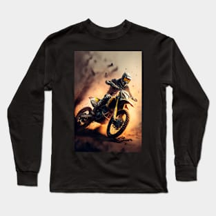 Fast Dirt bike rider on mars W/ mud CGI style Long Sleeve T-Shirt